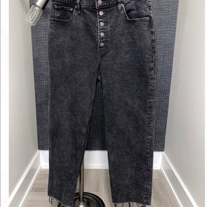 A&F Black Denim Ultra High Rise Straight Leg